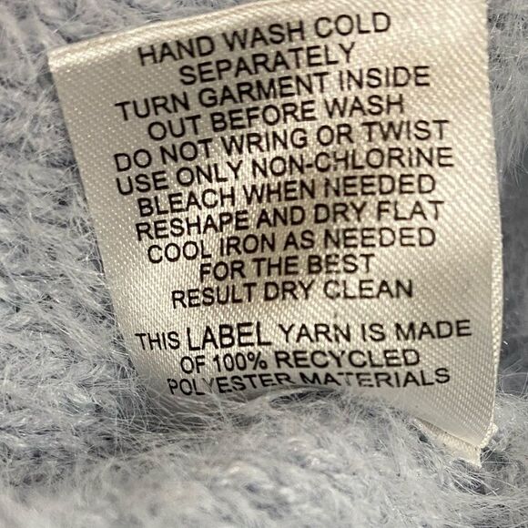 Pink Rose SZ Medium Ice Blue Babydoll Eyelash Fuzzy Sweater Cropped Ribbed Waist - Picture 9 of 11